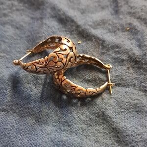 Beautiful Vintage Jezlaine Sterling Silver 925 Filigree Hoop Earrings